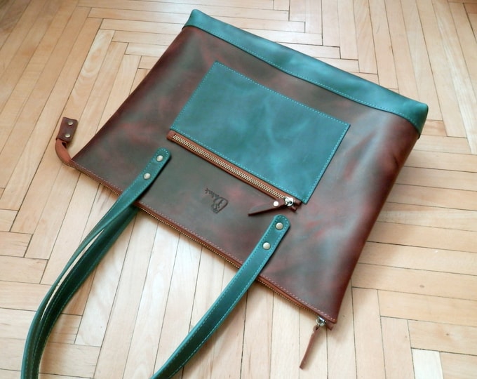 Leather tote bag Leather bag Tote bag Brown leather tote Brown leather bag Leather handbag Leather purse Shoulder bag Large leather tote