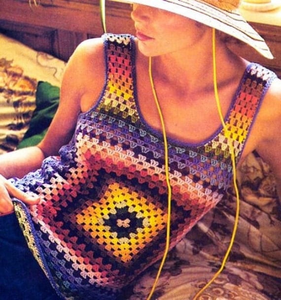 Granny Square Crochet Tank Top Crochet Pattern PDF Instant