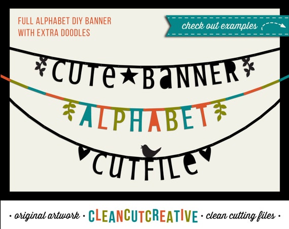 pretty font banner Alphabet svg svg Cute svg bunting SVG garland banner Banner