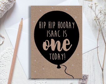 Personalised birthday card, personalised first birthday card, rustic birthday card