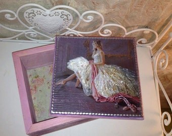 Jewelry Box Ballerina, Wooden Jewelry Box, Vintage box, Pink trinket box, Wood Box Ballerina, Pink jewelry box, Jewelry box for girl