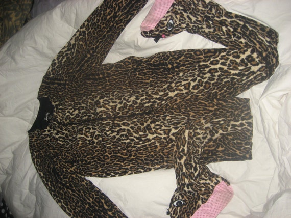 Kids Style Leopard/Cheetah ADULT one piece Pajamas with Feet