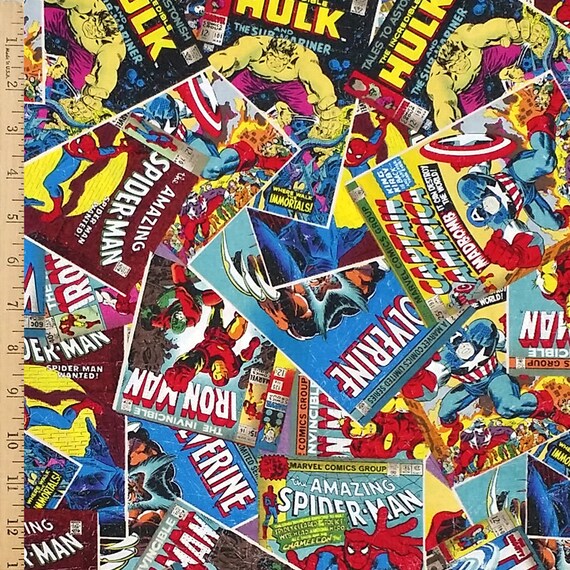 Marvel Comics Fabric Marvel Retro Comic Cotton Fabric Super