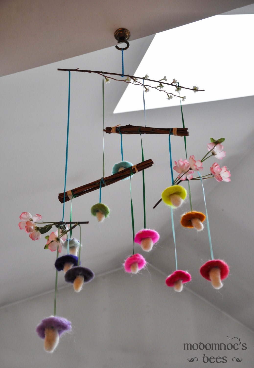 Silk Wind Chimes Wonderful Home Design Of Mushrooms Mobile Needle Felted Wool Silk Flowers