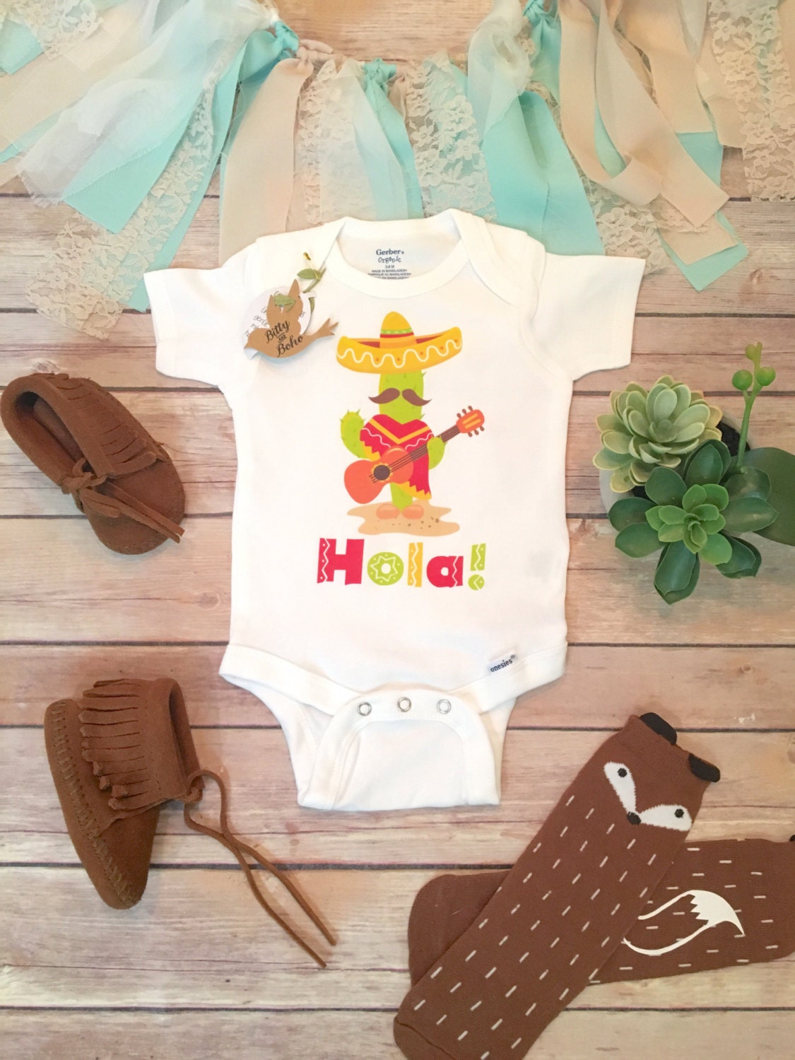 Hola Baby Onesie® Hipster Baby Funny Baby Onesies Cinco De