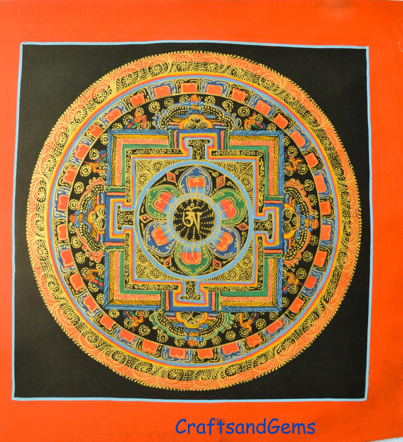 Ashtamangala Thangka Mandala Painting Hand Painted by craftsandgem