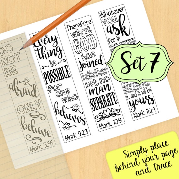 set 7 bible journaling printable by bibleversecoloring on etsy