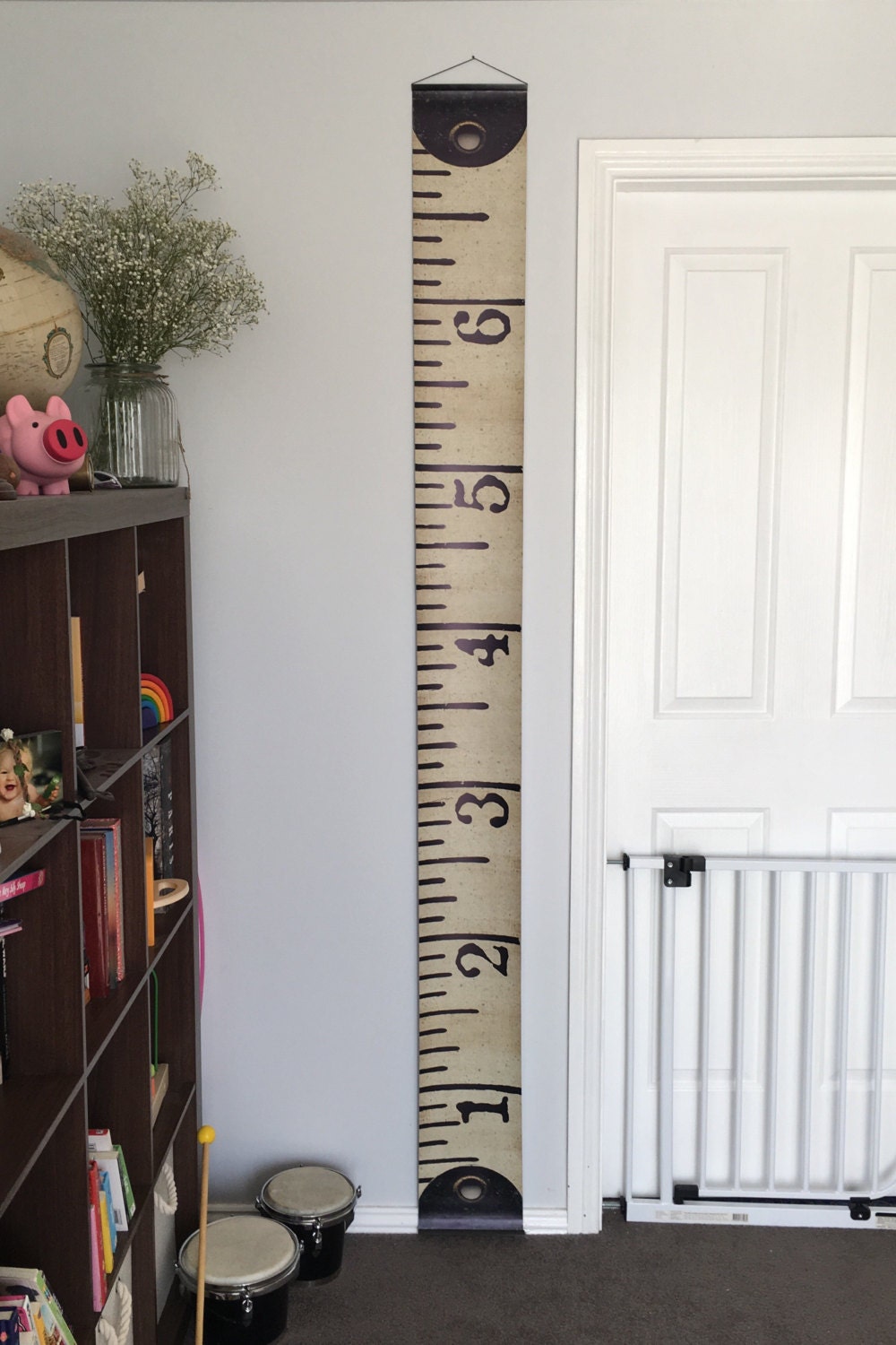 Vintage Inspired Tape Measure Hanging Height Chart, Ruler Growth Chart