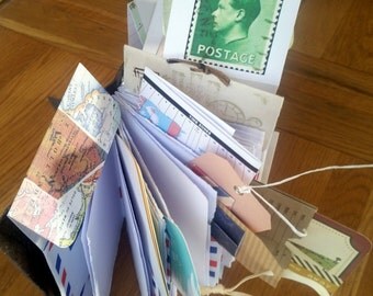 Leather travel journal, travelers notebook, envelope pockets, travelogue, graduation or wedding gift, honeymoon tour