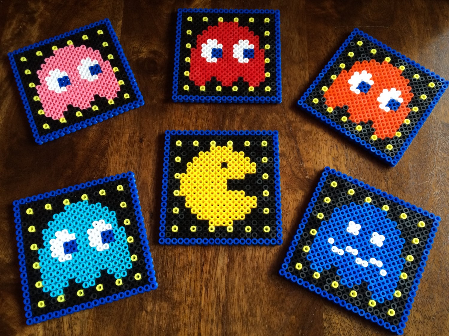 Pacman & Ghosts Pixel Art Set of 6 Coasters