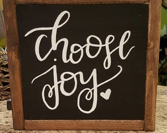 Framed signs, rustic signs, wooden signs, rustic decor, handmade signs, handpainted signs, handlettered signs, choose joy