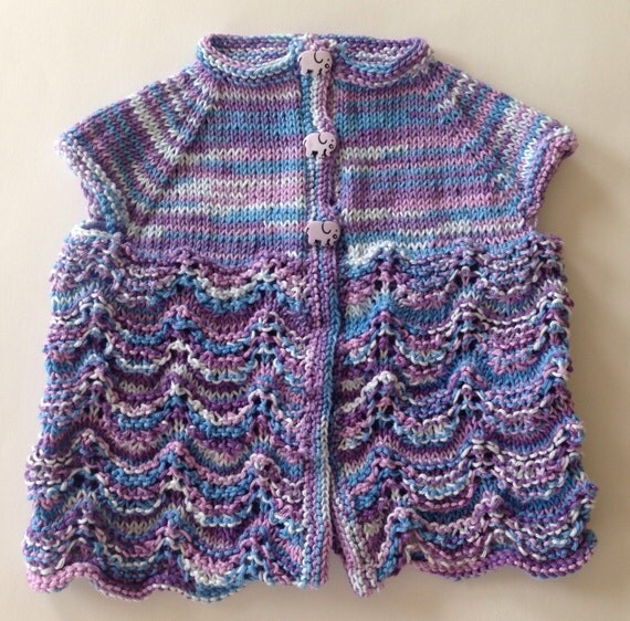 Baby Girl Cardigan with Elephant Buttons by KnitsNPieces4U on Etsy