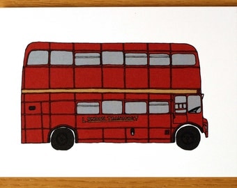 Red London Bus - Notecard - London Notecards - London Theme Cards - London Themed Card - Bus Cards - London - London Greeting Cards