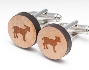 Lamb Wood Cufflinks Gift For Him, Wedding Gifts, Groomsman Gifts, and Personalized