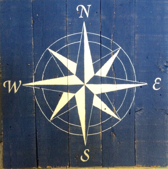 Compass rose painting by NowOrNeverDesignsLLC on Etsy