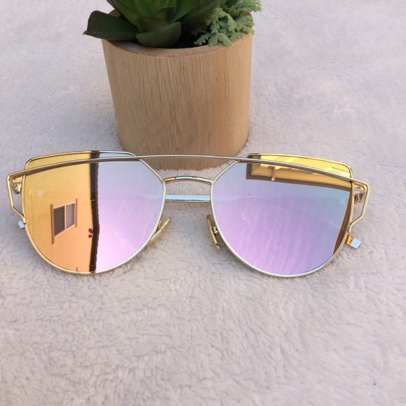 Gold Frame Rose Gold Lenses Reflective Sunglasses by TripleOGco