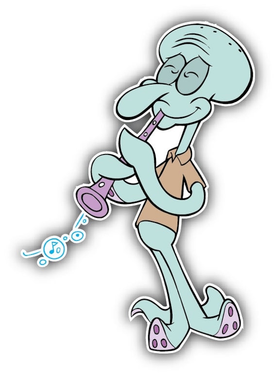 SpongeBob Squidward Music Cartoon Car Bumper Sticker by slonotop