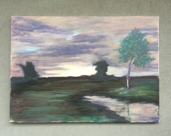 landscape in painting, Tree landscape, oil panting, multi panel painting, Field painting, painting on canvas, multicolor painting