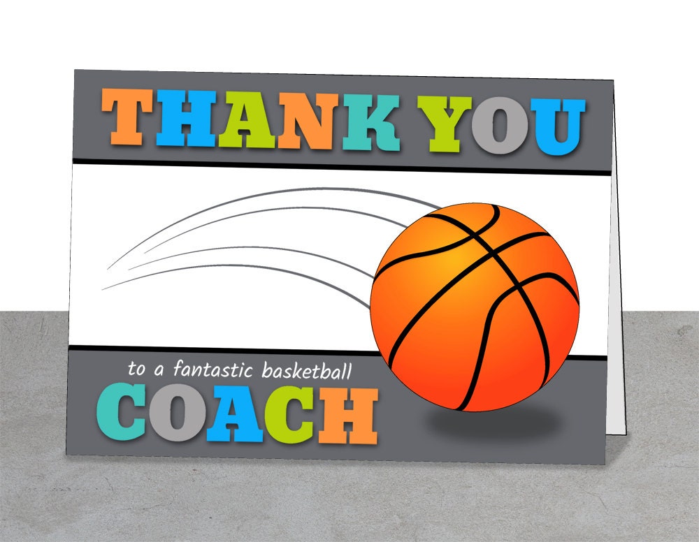PRINTABLE Team Thank You Card For Basketball Coach Instant