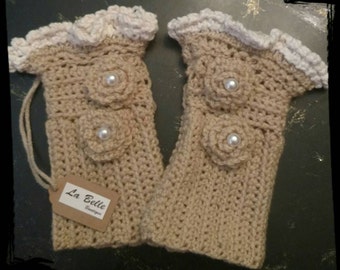 Ruffled Crochet Wrist Warmers
