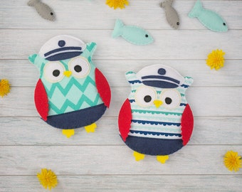 Nautical decor Cute owl ornament Owl room decor Nautical birthday Baby mobile Stuffed toy Navy owls Nautical owl Wall hanging Baby nursery