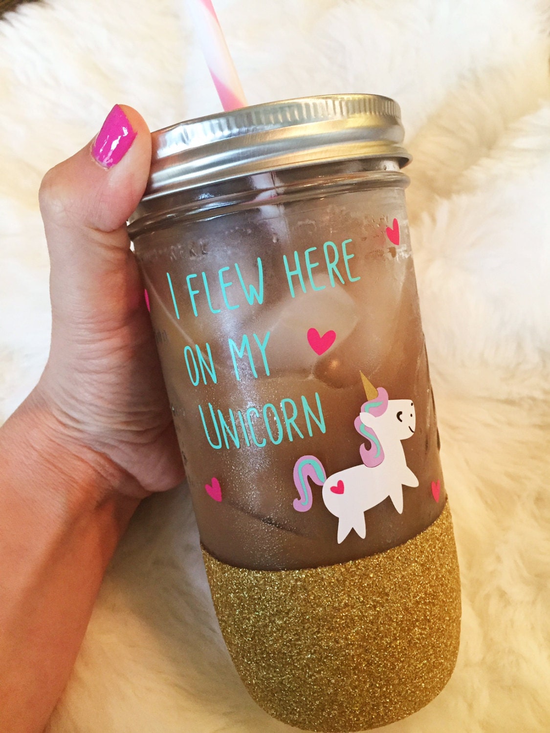 Unicorn Mason Jar Custom Mason Jar Unicorn Mug Glitter