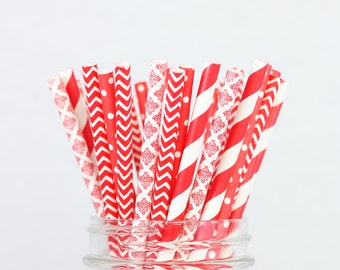 paper straws red dots chevron damask striped valentines day baby shower decor - Valentines Day Decor paper straws red dots chevron damask striped valentines day baby shower decor - Valentines Day Decor