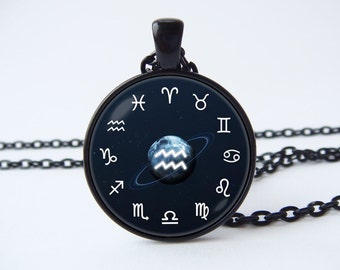 Aquarius Zodiac necklace Personalized pendant Constellation jewelry Astrological sign Zodiac jewelry Birthday necklace Astrology jewelry