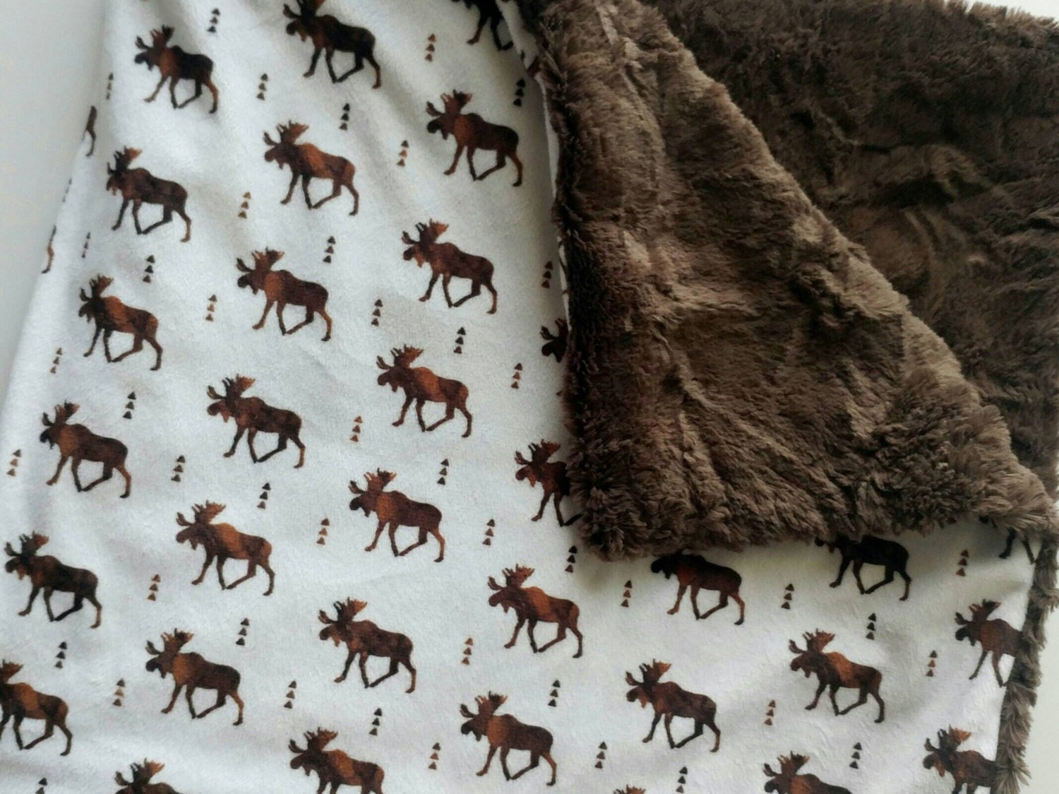 Woodland Moose Baby Blanket Minky Baby Blanket Faux Fur Baby