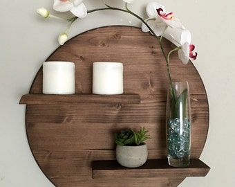 Round Wooden Shelf - Two Tier 17"
