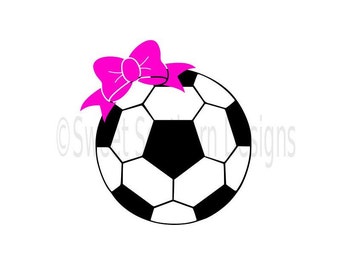 Monogram soccer ball with bow SVG instant download design for cricut or silhouette
