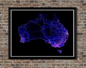 Roads of Australia | THREE high resolution digital maps | Australia map | Road map | Wall art | Wall decor | Poster | Unique gift