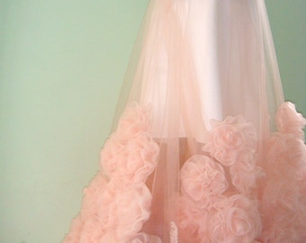 Long skirt tulle Skirt with train Custom Wedding skirt Floral skirt Tulle skirt Skirt to order