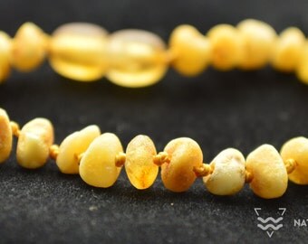 Amber Teething Bracelet anklet for baby baltic genuine natural raw knotted chips unpolished SKN-002