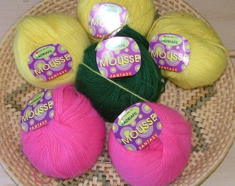 Lot of 6 skeins of Adriafil Mousse Fantasy Crochet Knit