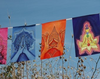 MUDRAS prayer flags Healing art Spiritual Yoga Reiki decor Health Chakra Energy Soul Body Mind BALANCE Harmony Awakening Holistic