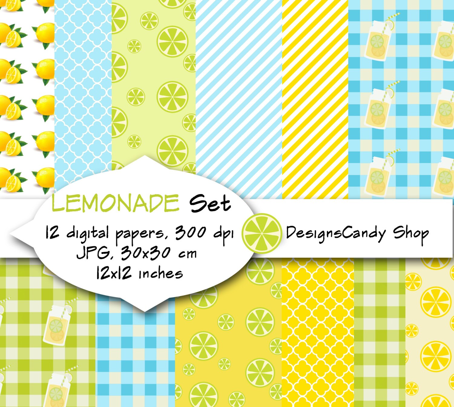 Lemonade inspired digital paper scrapbook by DesignsCandyShop