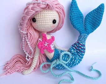 Crochet Doll Pattern - Mermaid-Ava艾娃. (A crochet doll with 2 look, mermaid or little girl)_VK_ver)_9924