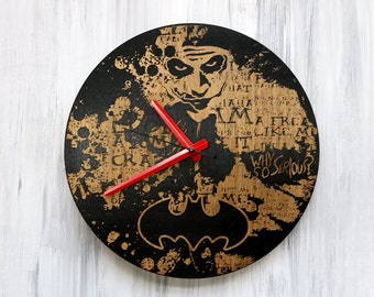 Batman Wall Clock, Batman Clock, Dark Knight, Joker, Why So Serious Design, Wood Wall Clocks, Batman Gifts, Housewarming gift, Gift for Him