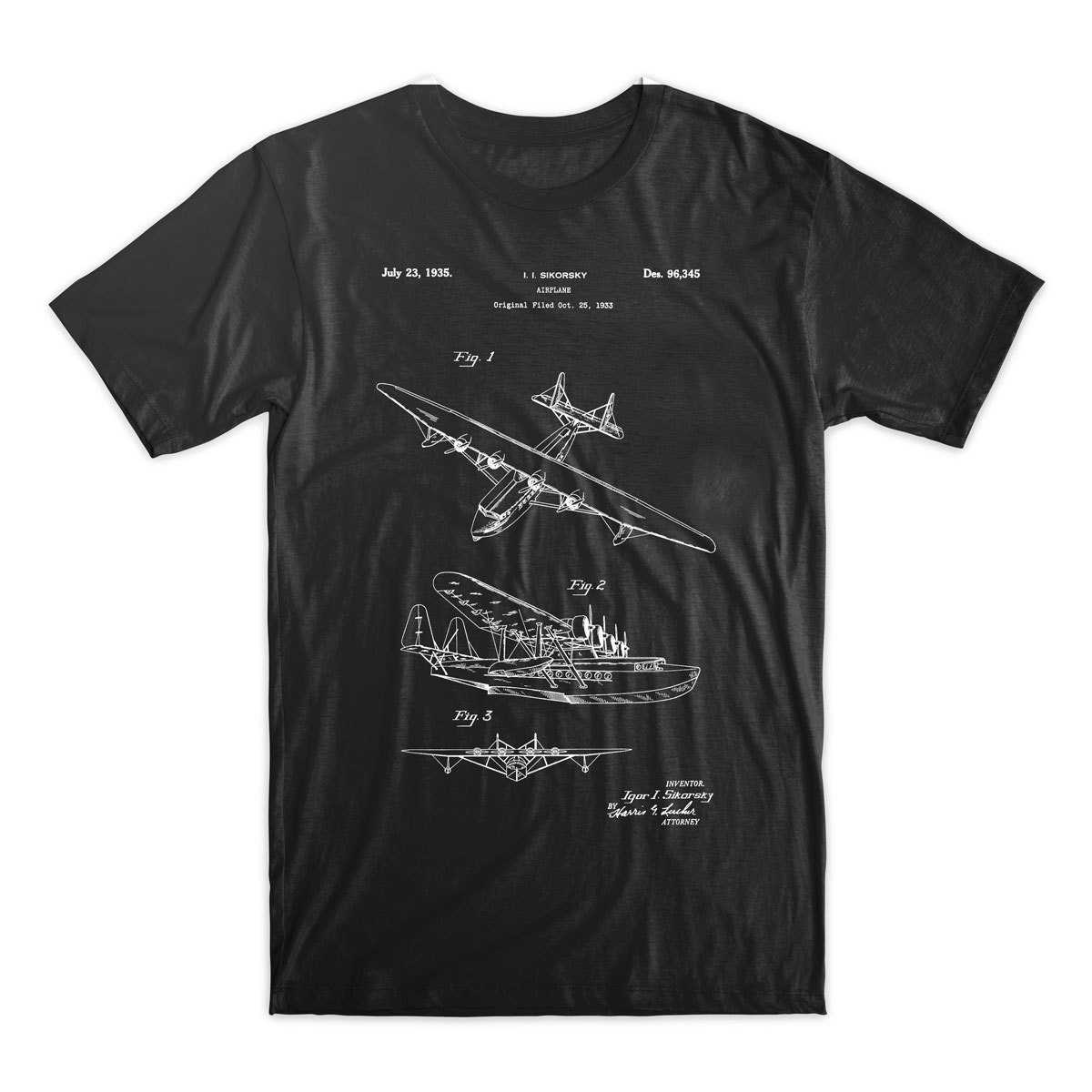 Sea Plane Patent T-Shirt. Airplane Patent Shirt. Airplane