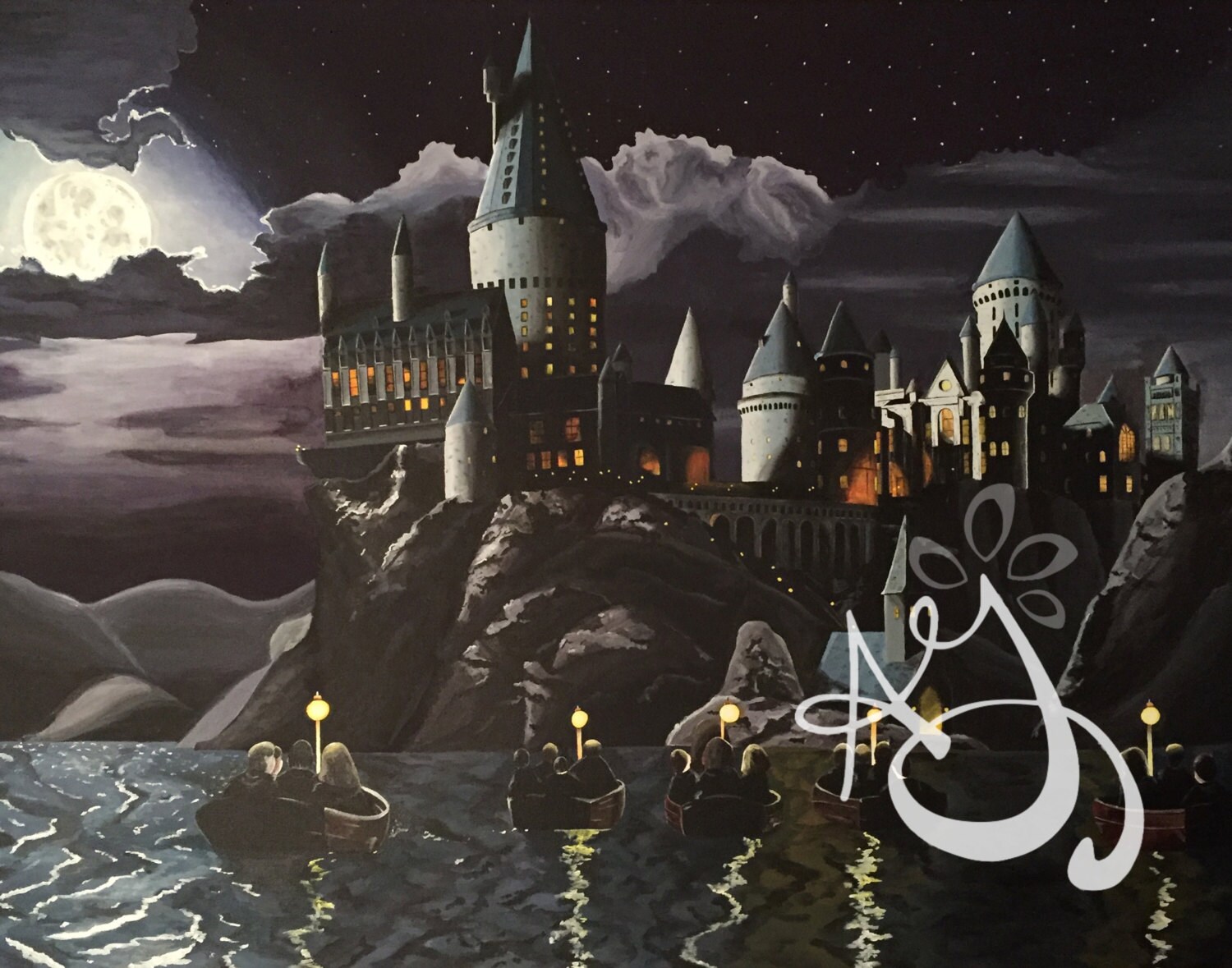 Hogwarts at Night Print