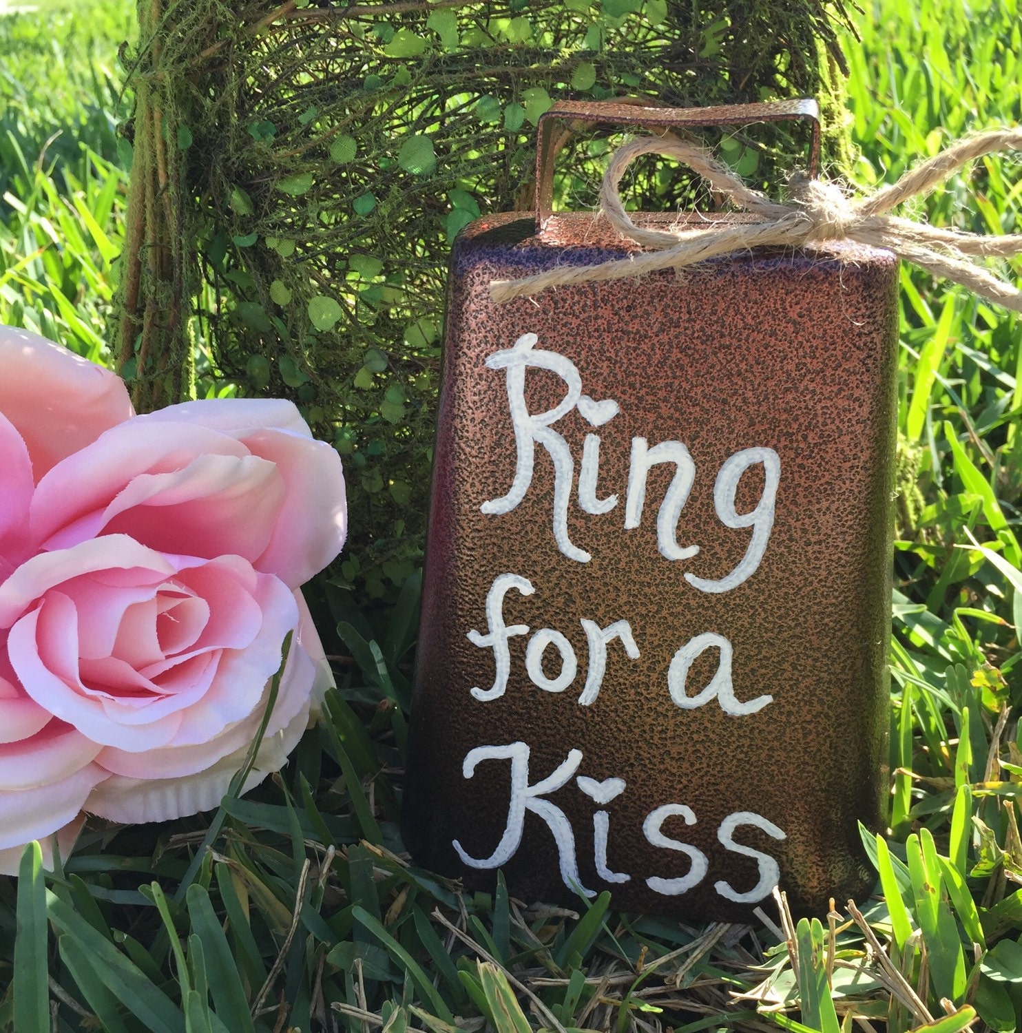 Ring For A Kiss Wedding Bell Wedding Cow Bell by