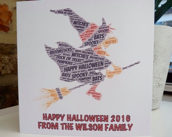 Pack of 5 Personalised Halloween Cards, Personalised Witch Halloween Cards, Personalized Halloween Cards, Personalised Cards