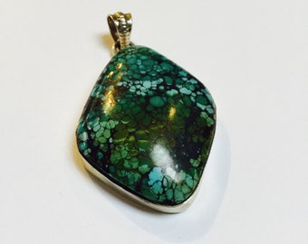 Turquoise and Sterling Silver Pendant - 1 Piece - #517