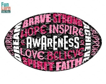 Football SVG, Breast Cancer Awareness SVG,Cancer Football, Word art,heart,Ribbon, Pink,Cancer Survivor, Survivor,Fighter svg png dxf eps