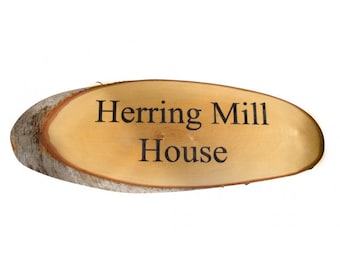 Large Wood Slice House Sign Engraved With Any House Name or Number