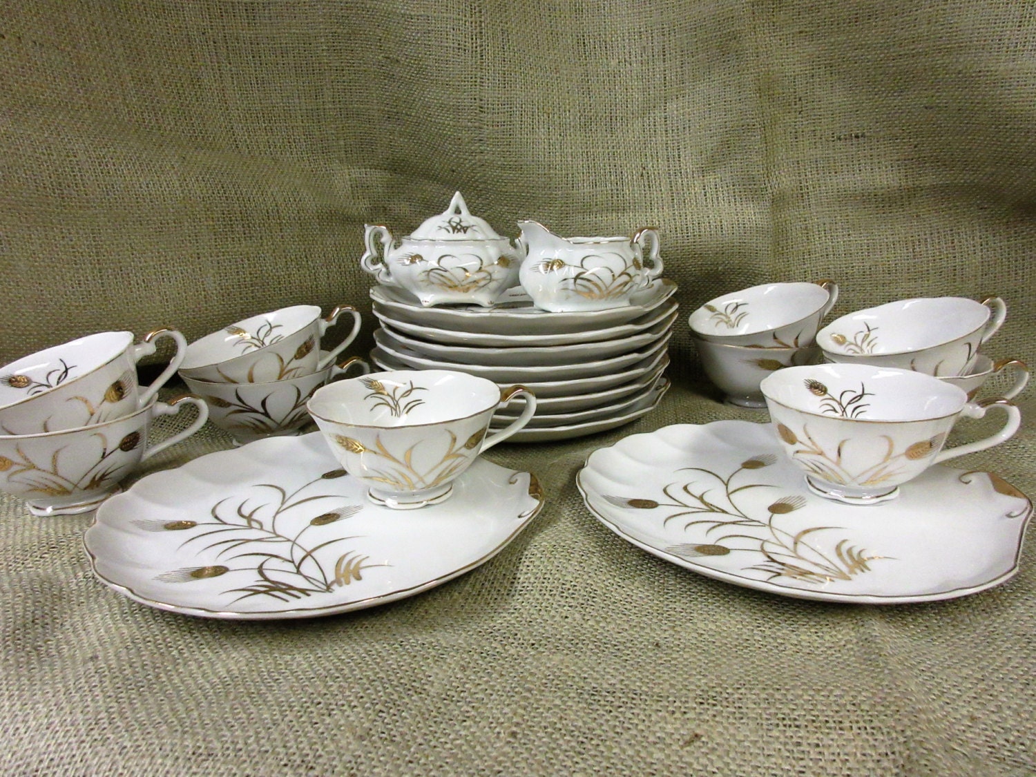 Lefton China Golden Wheat snack set