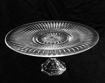 Clear Glass Cake Stand, Wedding, Wedding Cupcake Plate, Wedding Cake Pedestal, Cupcake Pedestal