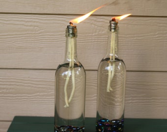 Oil Lamp/Tiki Torch/Indoor Oil Lamp/Outdoor Oil Lamp/Citronella Lamp/Recycled Repurposed Upcycled Wine Bottle