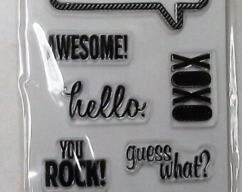 Fiskars 104300-1001 Say What 10 Clear Unmounted Acrylic Stamps